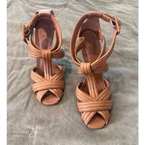 Tory Burch Liv Strappy High Heel Tan Sandals 7.5